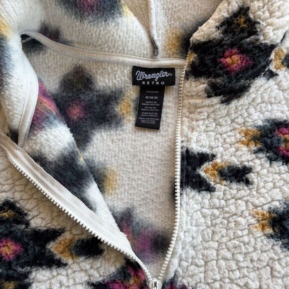 WRANGLER RETRO Women's Geometric Southwestern 1/4 Zip Sherpa Fleece Pullover M - Picture 3 of 10